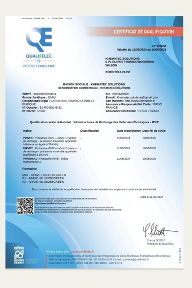 Certification IRVE 